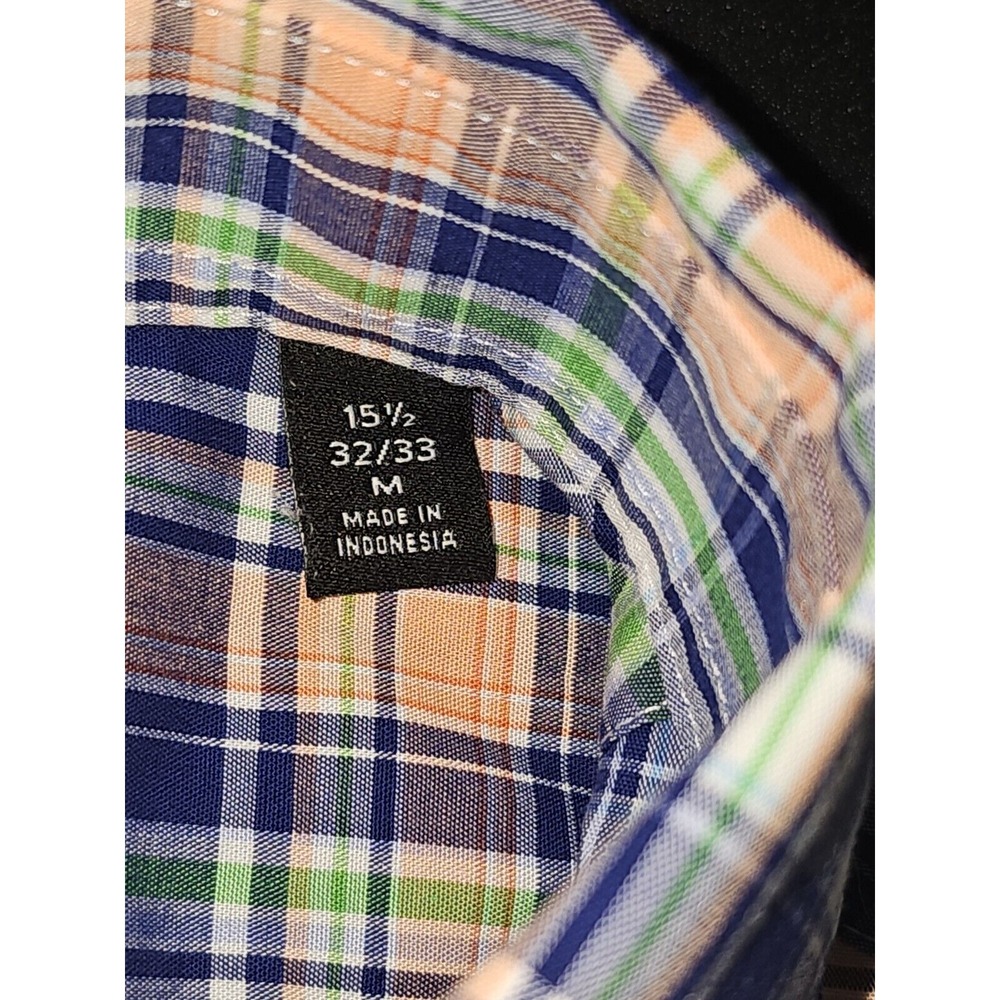 Ralph Lauren Shirt Med Plaid Blue Green Orange Stretch Button Up Long Sleeve Men - Picture 2 of 7